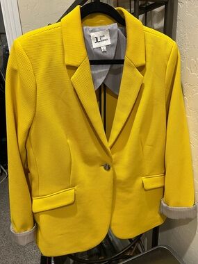 Jules & Leopold Bright Yellow Textured Single-Button Blazer